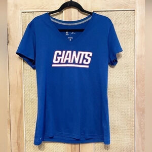 Women’s New York Giants V Neck Fitted Short Sleeve Dri Fit Nike Shirt Size Large